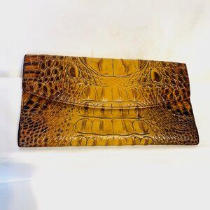 Brahmin Colette Croc Embossed Melbourne Leather-Vintage-Tri Fold Wallet/CheckBk